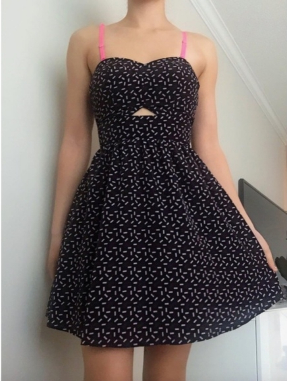 Material Girl - (Size S) Polka Dot Open Back Short Mini Dress
